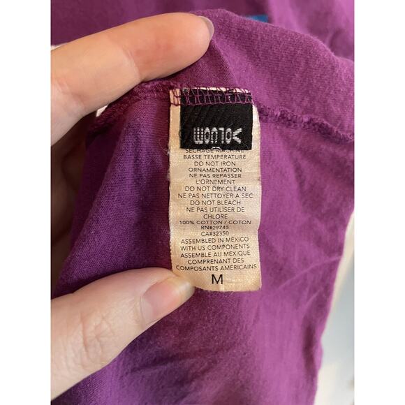 Volcom Shirt Mens Medium Purple Slim Fit V Neck AOP Surfing Skater Graphic Tee - Picture 5 of 6